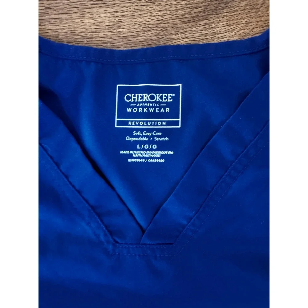 Cherokee Workwear Revolution‎ Royal Blue V-Neck Scrub Top Womens Large L WW620
